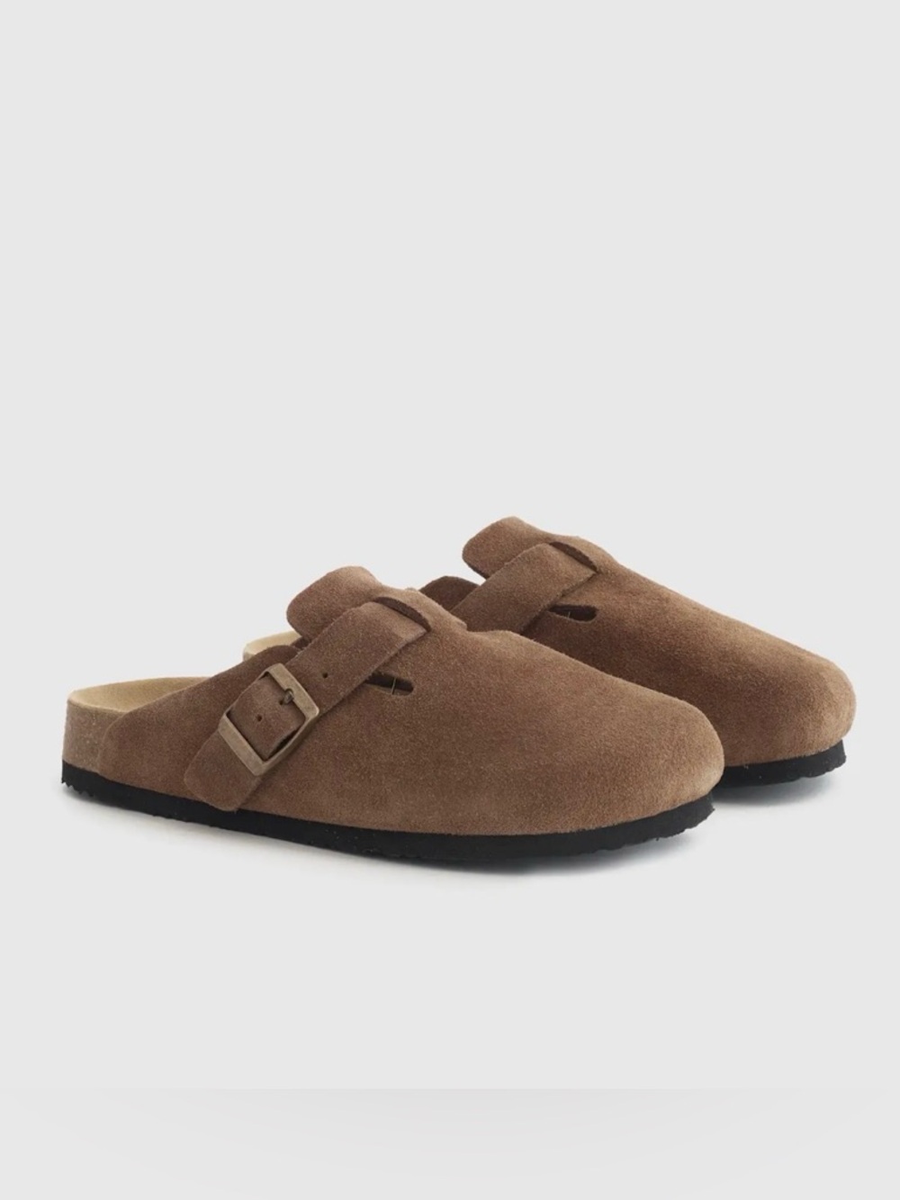 Quince Water Repellent Suede Clog Mule in Cafe. Size 9.